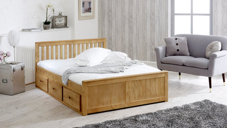 4'0 Mission Waxed Pine Wooden Storage Bed