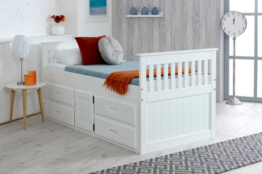 Captains White Wooden Storage Bed Frame - 3ft Single