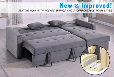 Hinton L Shaped Sofa Bed with Storage