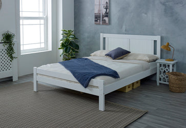 Glory Bed, White Wooden Slatted Frame