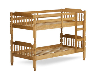 Colonial Waxed Pine Wooden Bunk Bed Frame - 3ft Single