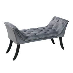 OLGA Upholstered Bench with Silver Beading