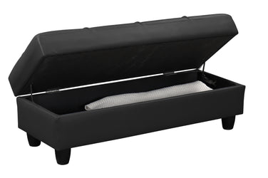 Zinc Black PU Leather Ottoman Bench
