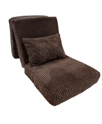 Tri-Folding Futon Mattress with Soft Jumbo Cord Cover and Matching Cushion