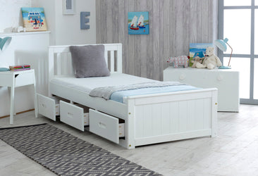 Mission White Wooden Storage Bed