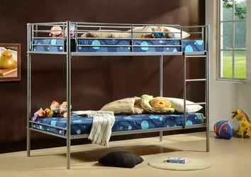 Torquay Silver Metal Bunk Bed (Mattresses Available)