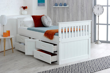 Captains White Wooden Storage Bed Frame - 3ft Single