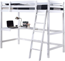 Wooden Study Bunk Bed Frame with Desk