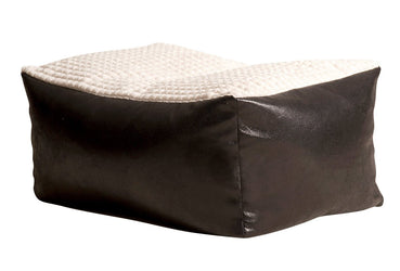 Lounger Seating Stool Bean Bag - Corded Fabric with Faux Leather Base
