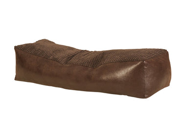 Bench Bean Bag Chair - Corded Fabric Seating with Faux Leather Base