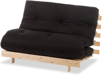 Natural Pine Wood Metro Futon Sofa Bed Frame and Mattress Set