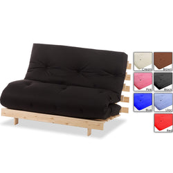 Natural Pine Wood Metro Futon Sofa Bed Frame and Mattress Set